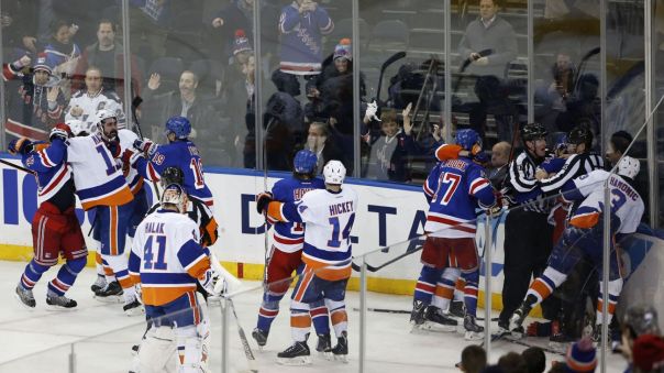 Rangers Islanders postgame fight 1-13