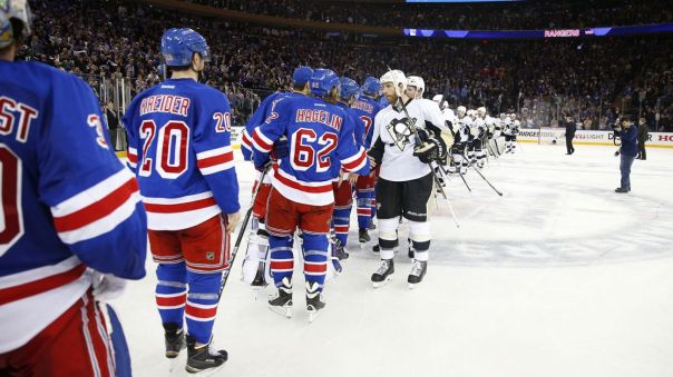 rangers vs penguins handshake line 2 4-24