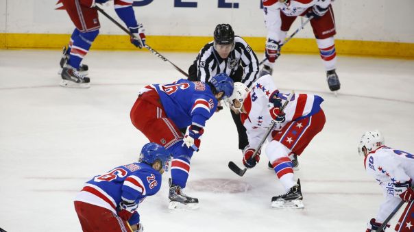 Rangers vs Capitals Game 5 faceoff 5-8