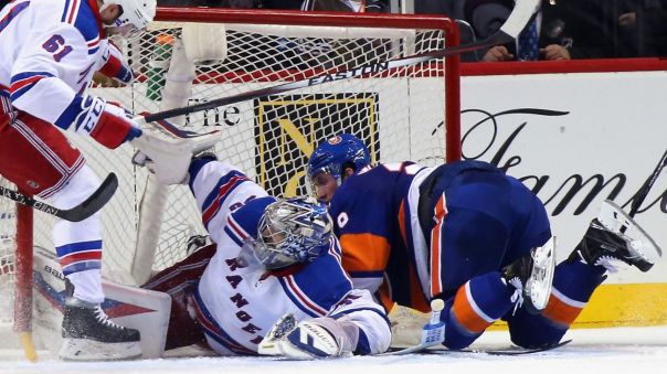 henrik lundqvist hit in net 12-2