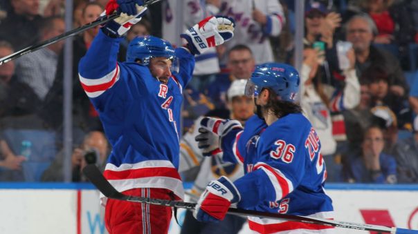 derick brassard and mats zuccarello celebrate 3-8